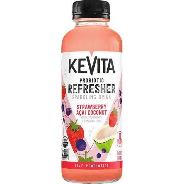 KeVita Sparkling Probiotic Strawberry Acai Coconut Image Of KeVita Sparkling Probiotic Strawberry Acai Coconut SKU: 167578